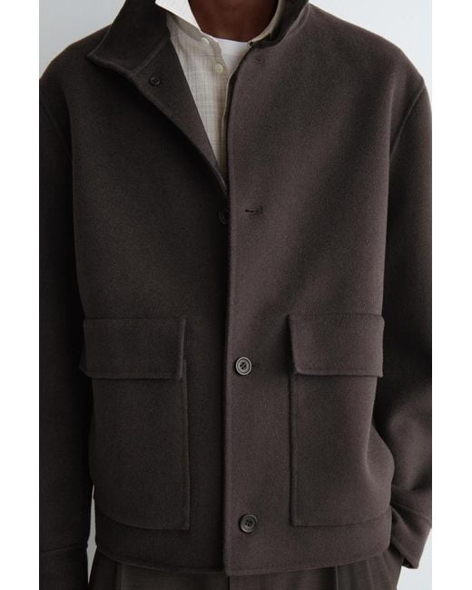 COS Black Double-Faced Wool Funnel Neck Jacket for men