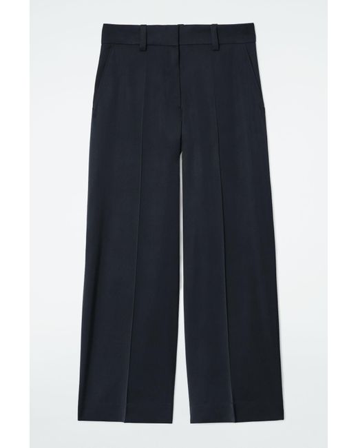 COS Blue Tailored Satin Wide-leg Pants