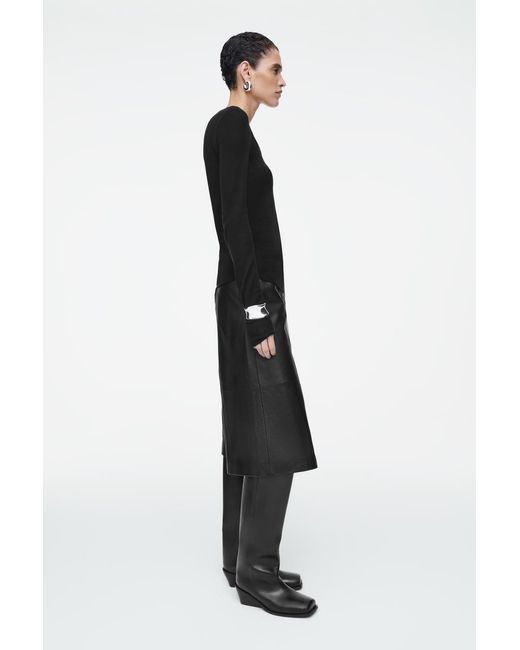 COS Black Scoop-Neck Merino Wool Long-Sleeved Top