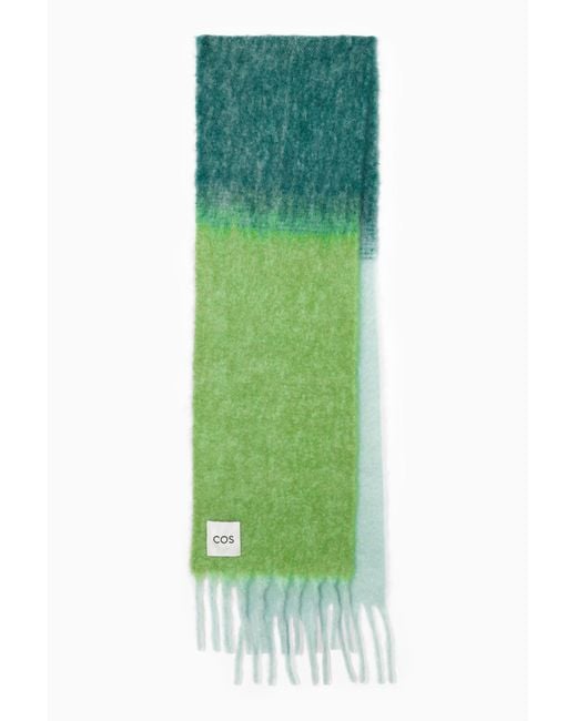 COS Green Oversized Mohair-blend Scarf