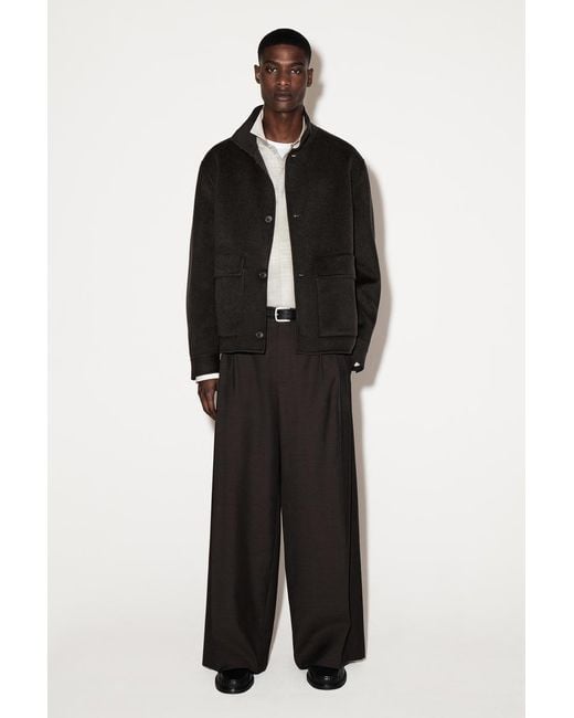 COS Black Double-Faced Wool Funnel Neck Jacket for men