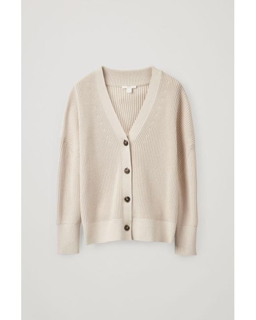 COS Mouline-knit Cardigan in Natural | Lyst