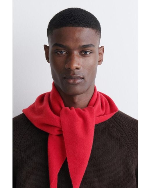 COS Red Cashmere Triangle Scarf for men