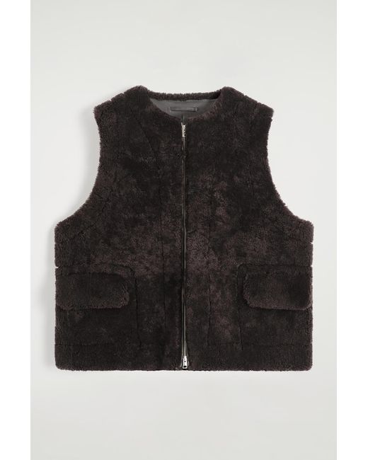 COS Black Shearling Gilet for men