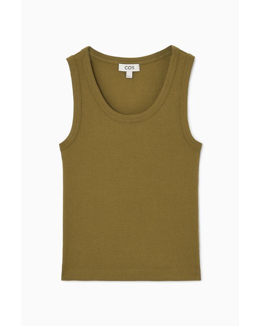 COS Green Scoop-neck Ribbed Tank Top