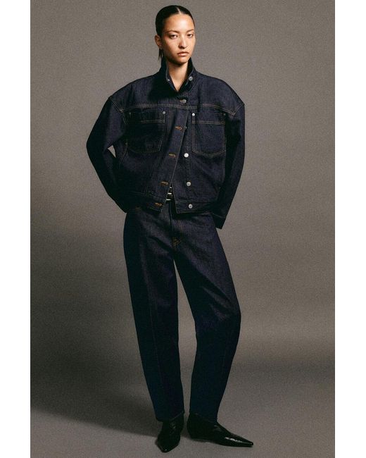 COS Blue Funnel-Neck Denim Jacket