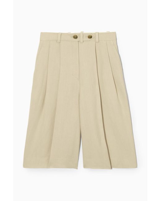 COS Natural Tailored Linen-blend Bermuda Shorts