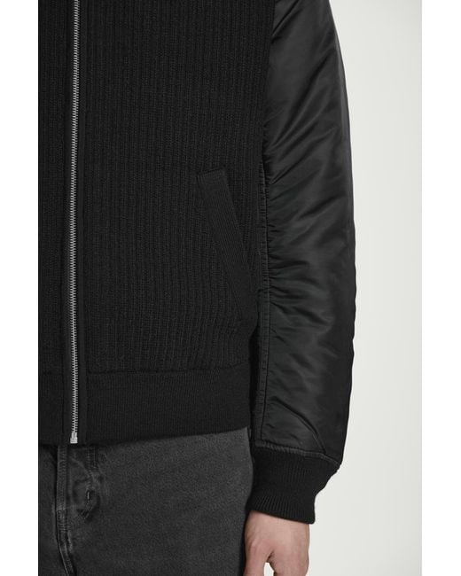 COS Black Merino Wool And Nylon Bomber Jacket for men