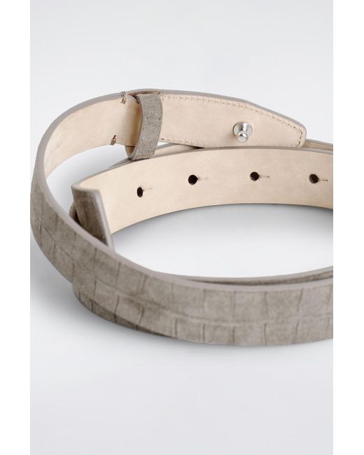 COS White Croc-Effect Suede Buckleless Belt for men