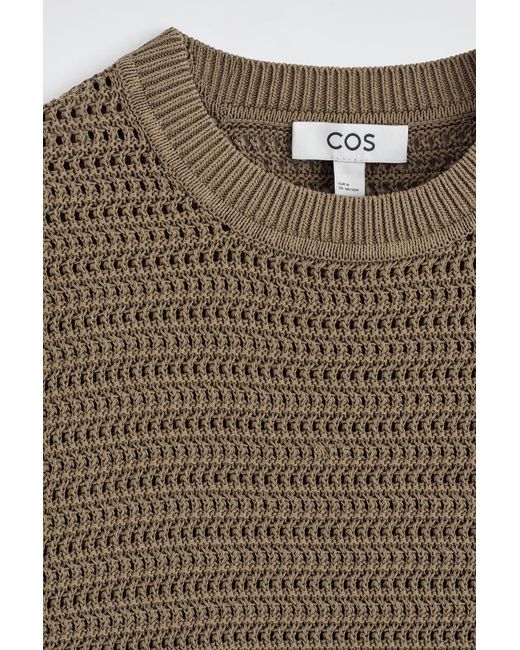 COS Natural Open-Knit T-Shirt for men