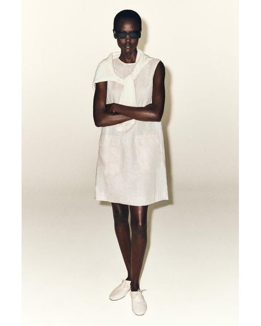 COS Natural Linen Mini Shift Dress