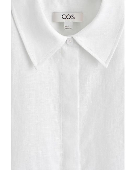 COS White Oversized Short-Sleeved Linen Shirt