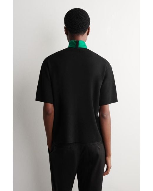 COS Black Scarf-Detail Merino Wool T-Shirt