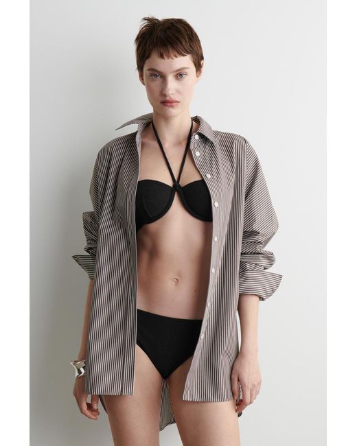 COS Gray Gerippte Bikinihose