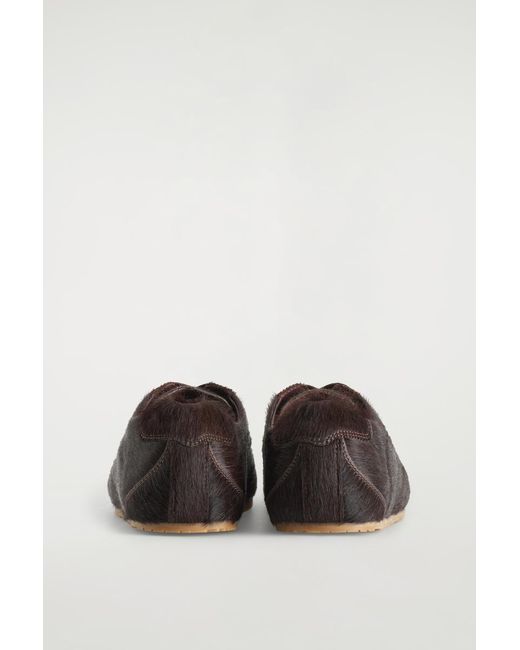COS Brown Minimal Pony Hair-Effect Leather Trainers