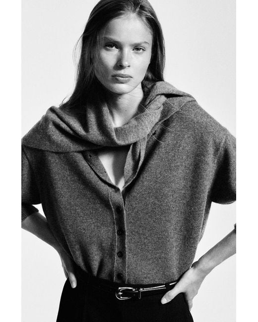 COS Blue Brushed-Cashmere Triangle Scarf