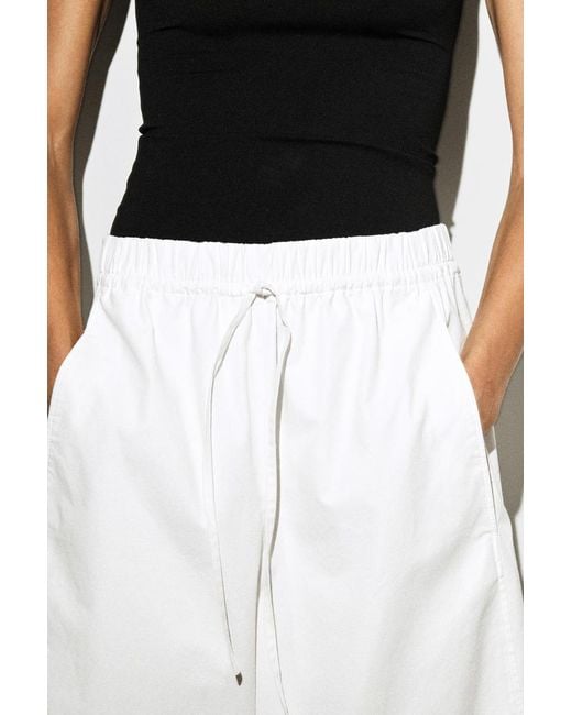 COS White Elasticated Barrel-Leg Trousers