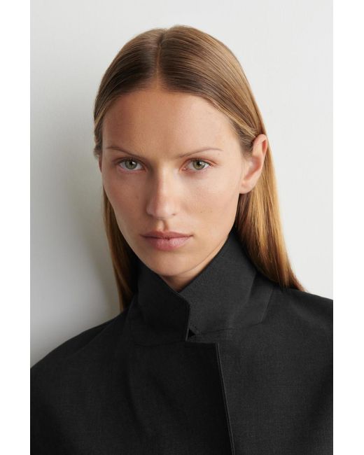 COS Black Belted Wool-Blend Blazer