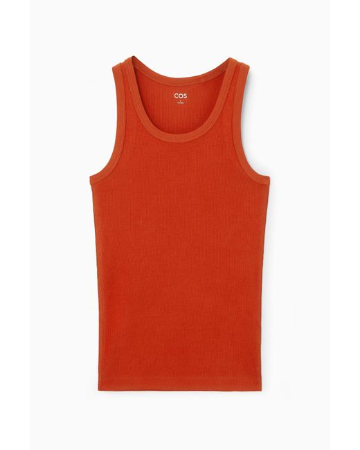 COS Red Ribbed Tank Top