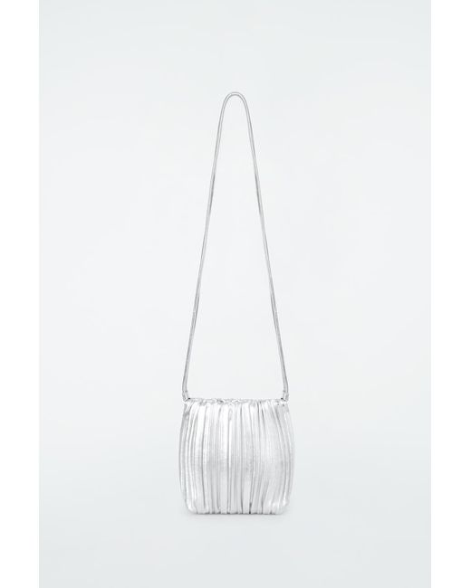 COS White Scallop Crossbody Bag - Leather
