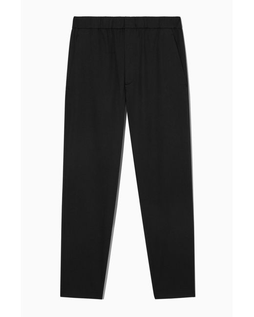 COS Black Elasticated Tapered Twill Pants for men