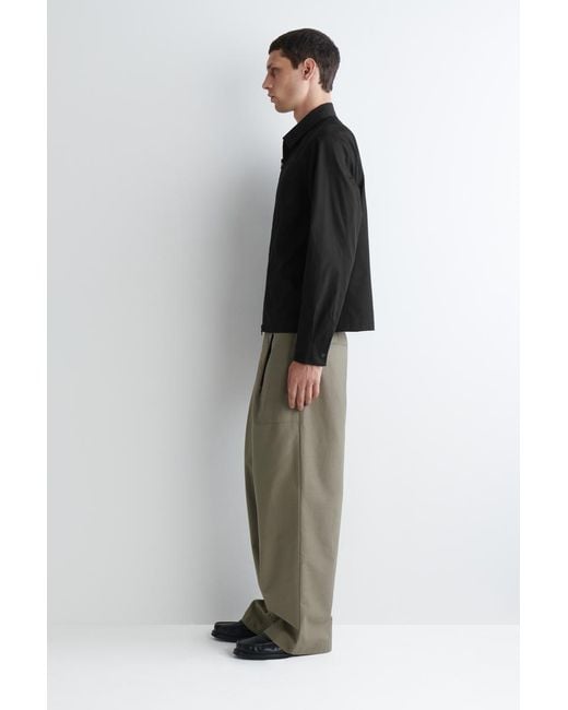 COS Black Cotton Zip-Up Overshirt for men