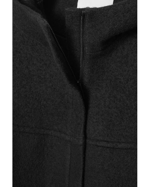 COS Black Hooded Boiled-wool Coat