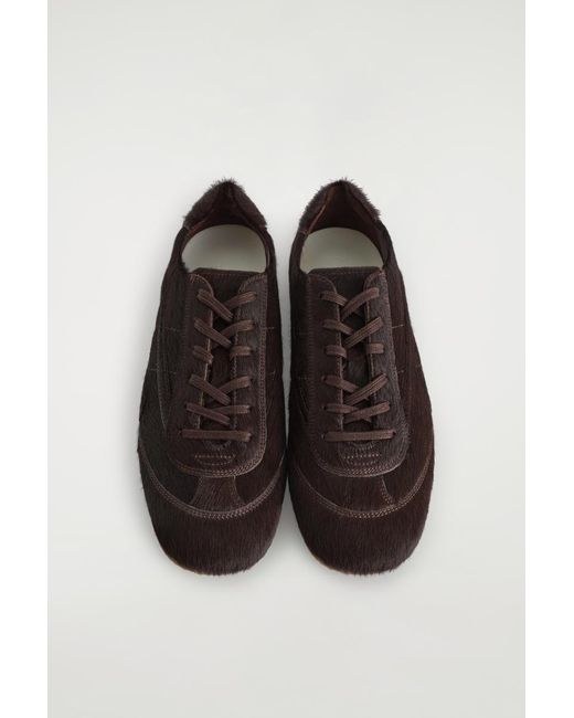 COS Brown Minimal Pony Hair-Effect Leather Trainers