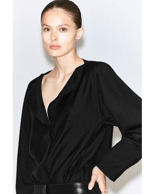 COS Black Sculpted Boat-Neck Blouse