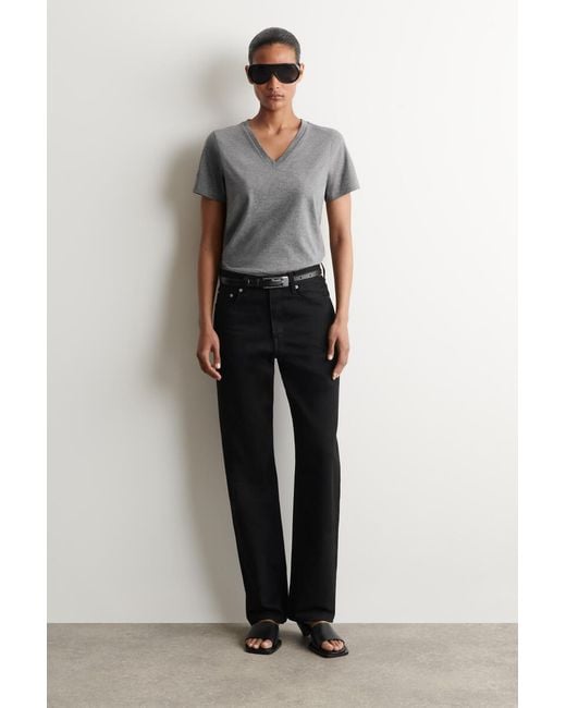 COS Gray Cotton V-Neck T-Shirt