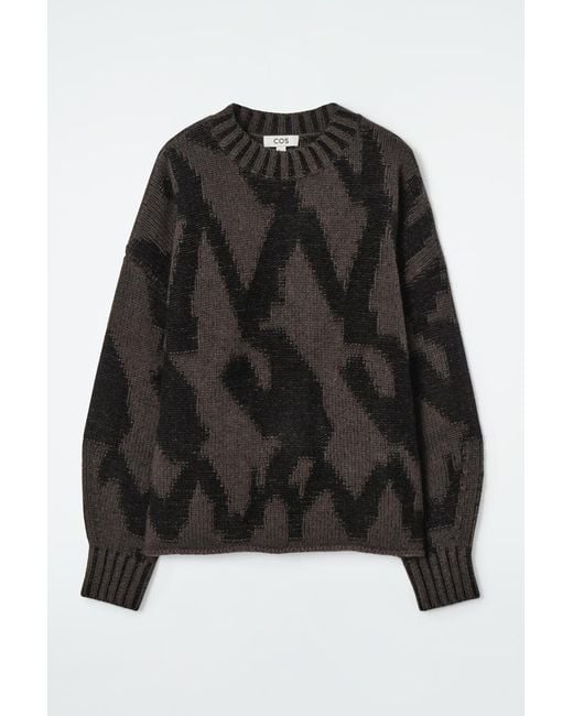COS Black Abstract Wool-Jacquard Jumper