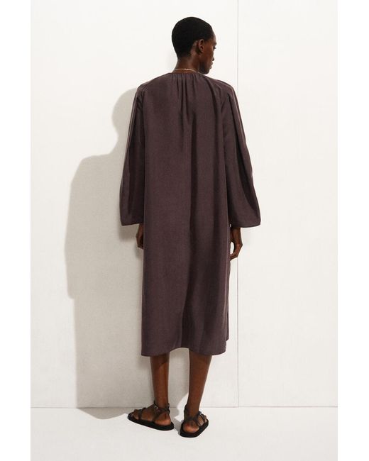 COS Purple Gathered Silk Midi Dress