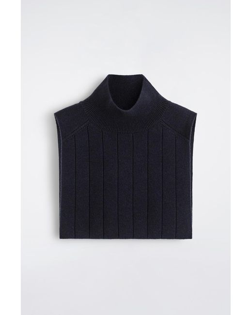 COS Blue Knitted Wool-Yak Funnel-Neck Vest for men