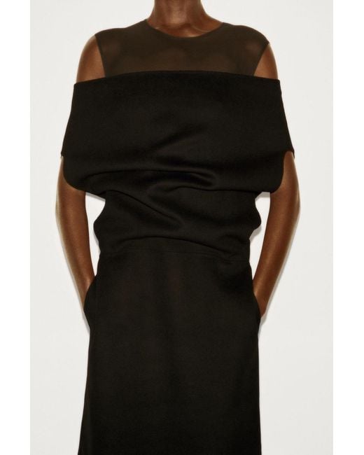 COS Black Off-The-Shoulder Wool-Silk Dress