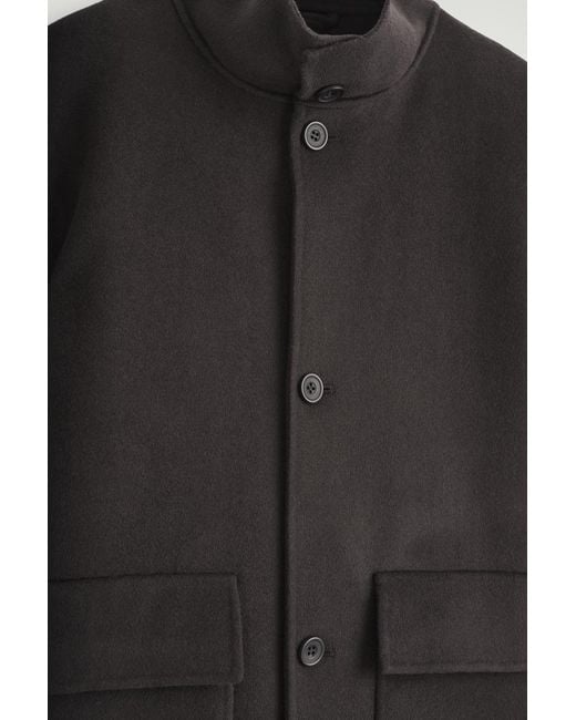 COS Black Double-Faced Wool Funnel Neck Jacket for men