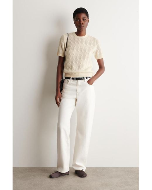 COS Natural Cable-Knit Cashmere T-Shirt