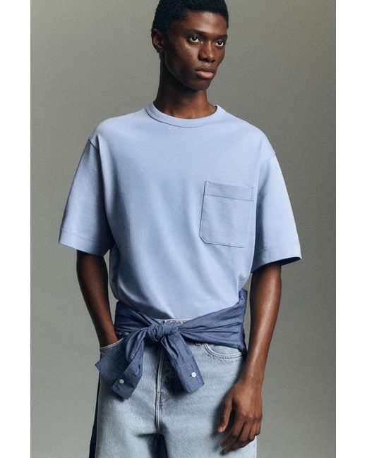 COS Blue Oversized Heavyweight T-Shirt for men