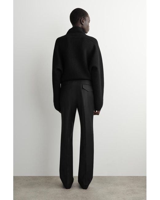 COS Black Wool-Flannel Straight-Leg Trousers