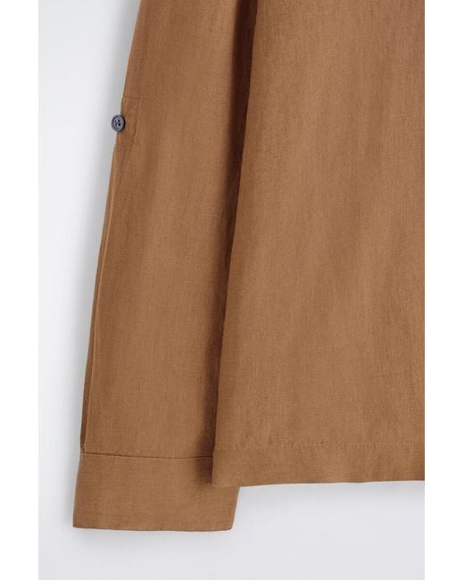 COS Black Linen Popover Shirt for men