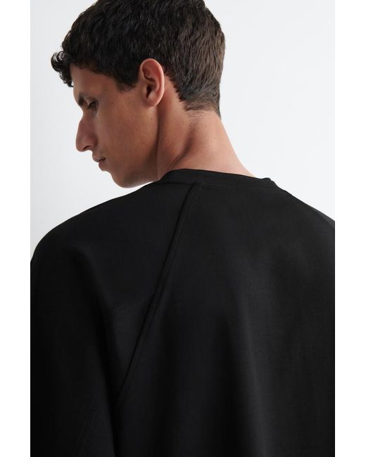 COS Black Oversized Interlock Cotton T-Shirt for men