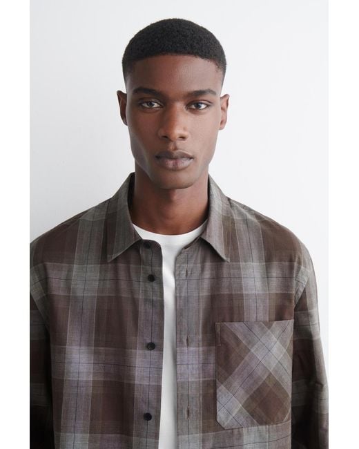 COS Brown Checked Brushed-Cotton Shirt for men