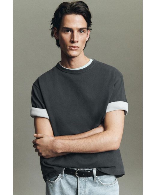 COS Gray Relaxed Heavyweight Washed-Cotton T-Shirt for men