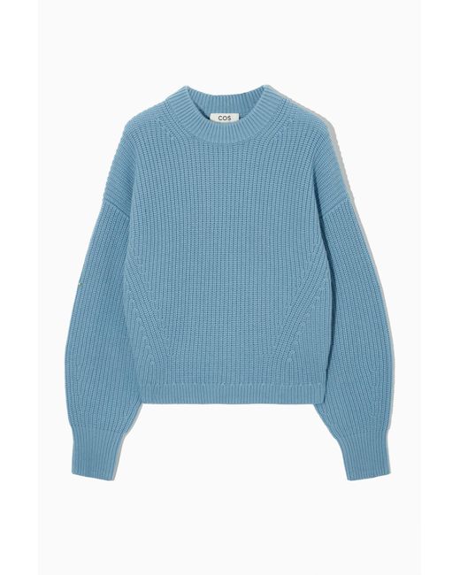 COS Blue Ribbed Cashmere-blend Sweater