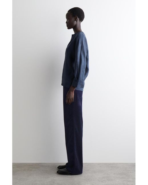 COS Blue Voluminous Linen Blouse