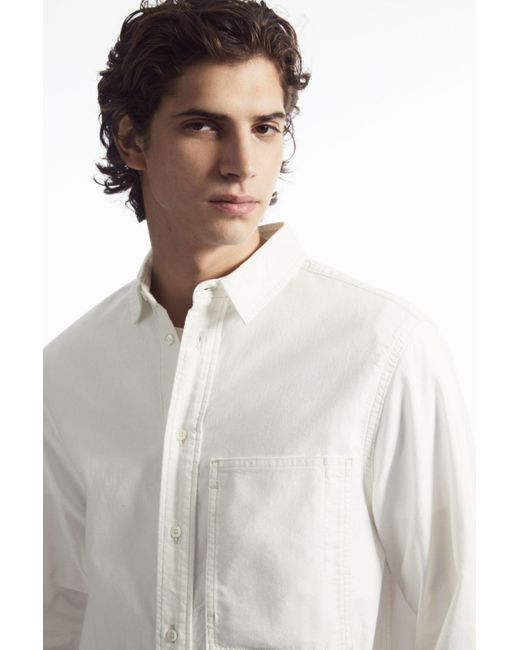 COS White Utility Cotton Overshirt for men