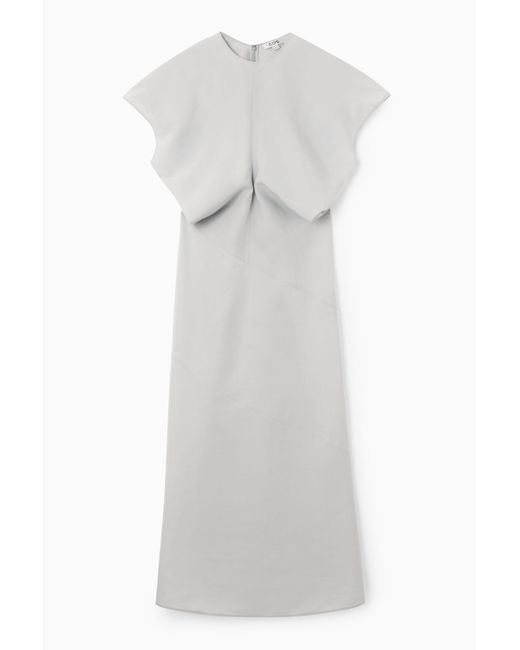 COS White Spiral Seam Maxi Dress
