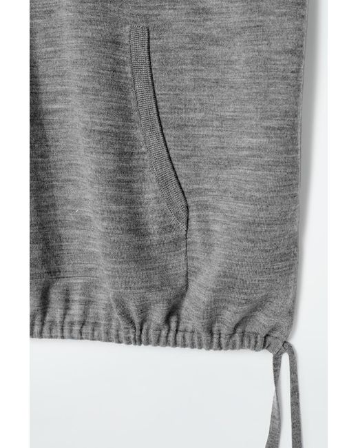 COS Gray Merino Wool Sleeveless Hoodie