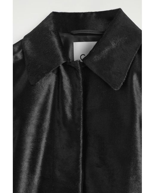 COS Black Pony Hair-Effect Leather Jacket