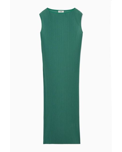 COS Green Sleeveless Pleated Maxi Dress