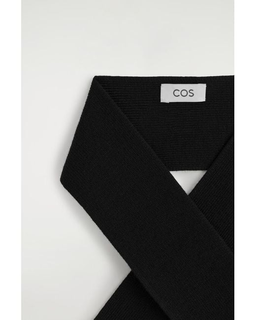 COS Black Merino Wool Neck Scarf